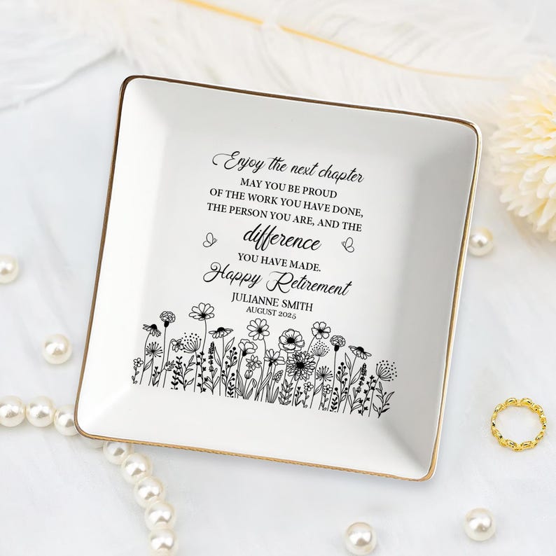 Custom Retirement Jewelry Dish, Personalized Retirement Gifts for Women, Happy Retirement Gift, Nurse Retirement-Teacher Retirement Gift