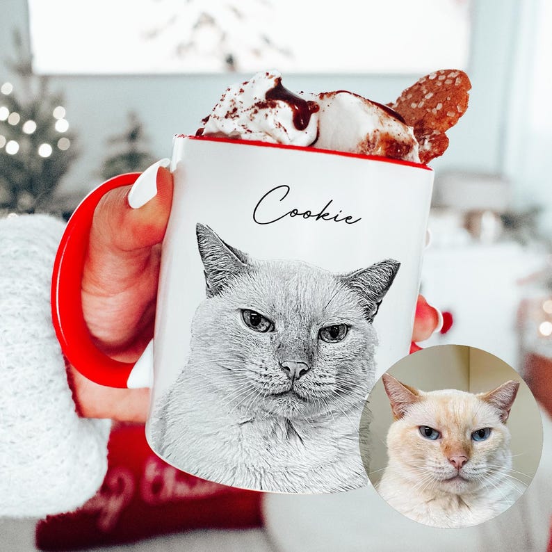 Custom Pet Portrait Coffee Mug - Personalized Gift for Dog Dad & Cat Mom