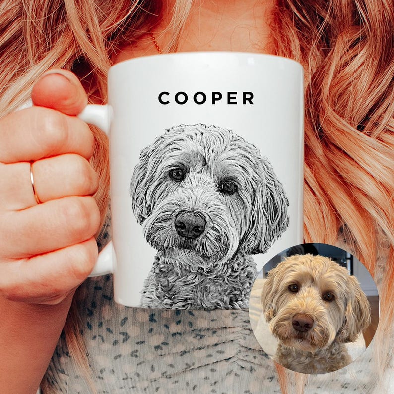 Custom Pet Portrait Coffee Mug - Personalized Gift for Dog Dad & Cat Mom