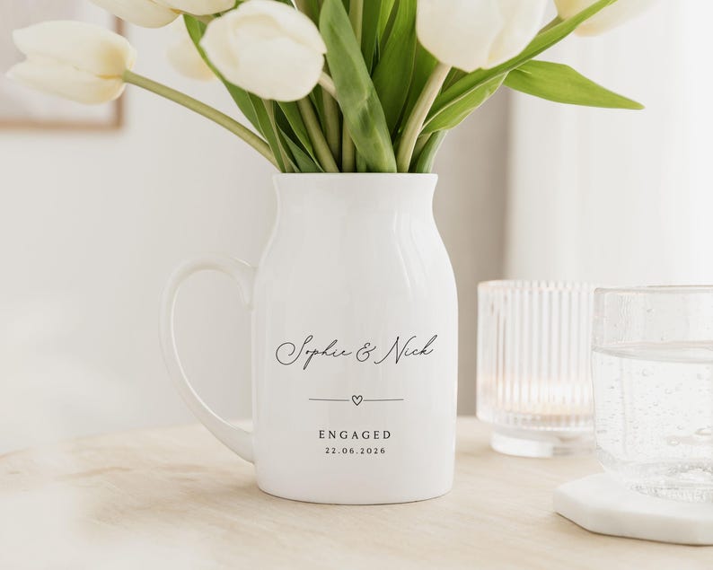 Engagement Gift | Personalised Engaged Vase | New Engaged Couple Gift | Engagement Gifts | Engagement Gift For Couple