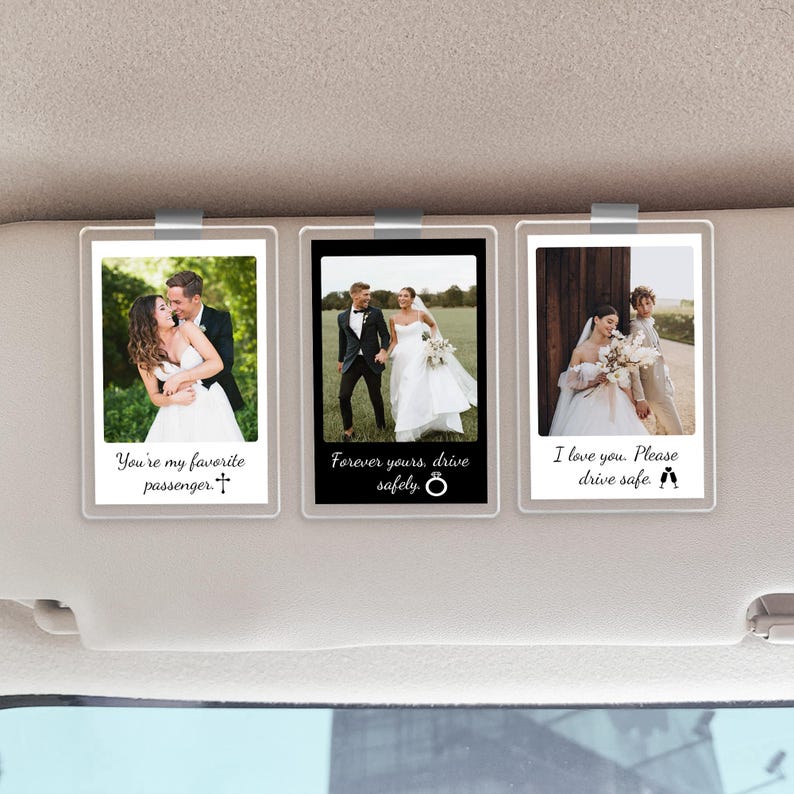 Personalized Gift for Him Anniversary, Romantic Drive Safe Gift, Custom Photo Car Visor Clip, Unique Couples Keepsake, Car Photo Print Gift