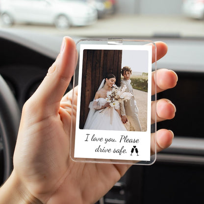 Personalized Gift for Him Anniversary, Romantic Drive Safe Gift, Custom Photo Car Visor Clip, Unique Couples Keepsake, Car Photo Print Gift