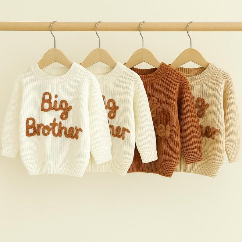 Personalized Baby Name Sweater , Embroidered Children's Sweatshirt , Newborn Gift ,Big Sister Little Sister Little Brother Big Brother