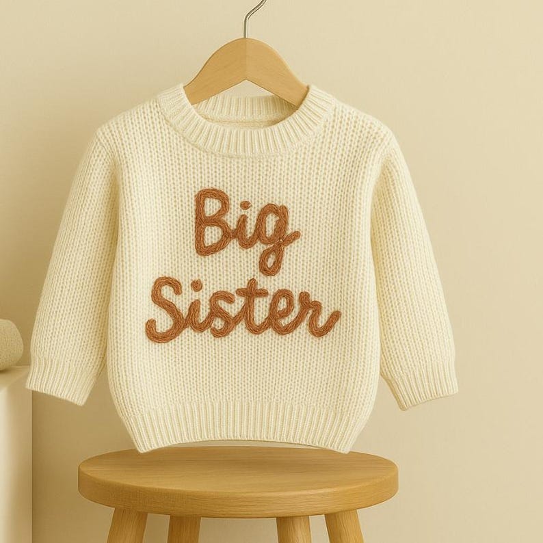 Personalized Baby Name Sweater , Embroidered Children's Sweatshirt , Newborn Gift ,Big Sister Little Sister Little Brother Big Brother