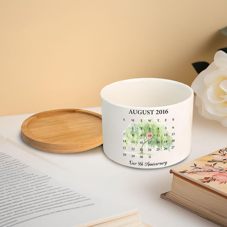 9th Anniversary Willow Tree Gifts, Personalized 9 Year Anniversary Gift, 9 Year Anniversary Plant Pot, Couples Gift, Willow Tree Anniversary