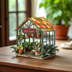 Personalized Greenhouse Faux Acrylic Suncatcher, Plant Ornament, Gift for Plantaholic, Plant Lovers Gift