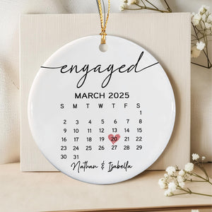 Personalized Engagement Christmas Ornament, Wedding Engaged Calendar Ornament With Photo, Gift For Newly Couple, Mr Mrs Married Ornament