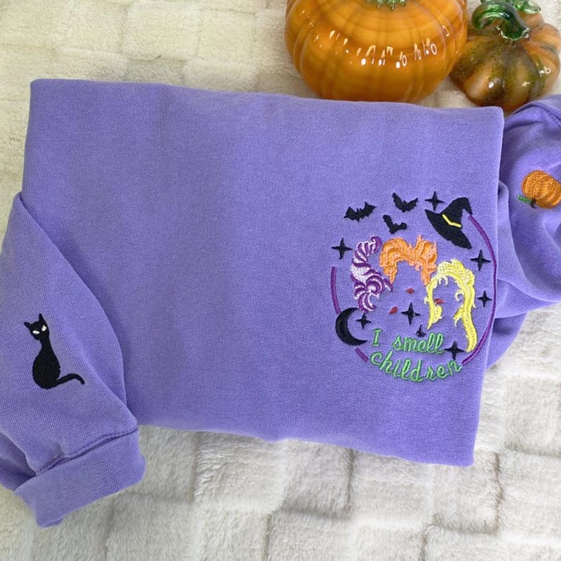 Comfort Color Hocus Pocus Embroidered Unisex Sweatshirt, Hocus Pocus Halloween Crewneck, Halloween Shirt, Funny Halloween Gift For Friends il_794xN.7028099909_is8v.jpg