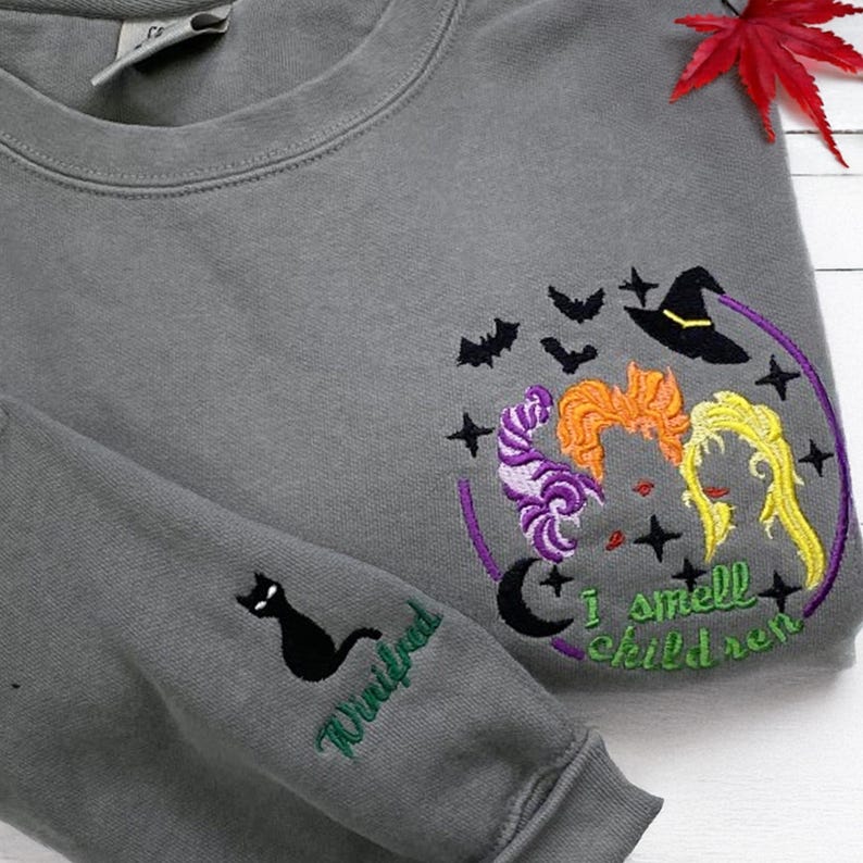 Comfort Color Hocus Pocus Embroidered Unisex Sweatshirt, Hocus Pocus Halloween Crewneck, Halloween Shirt, Funny Halloween Gift For Friends il_794xN.7028099939_n2m9.jpg