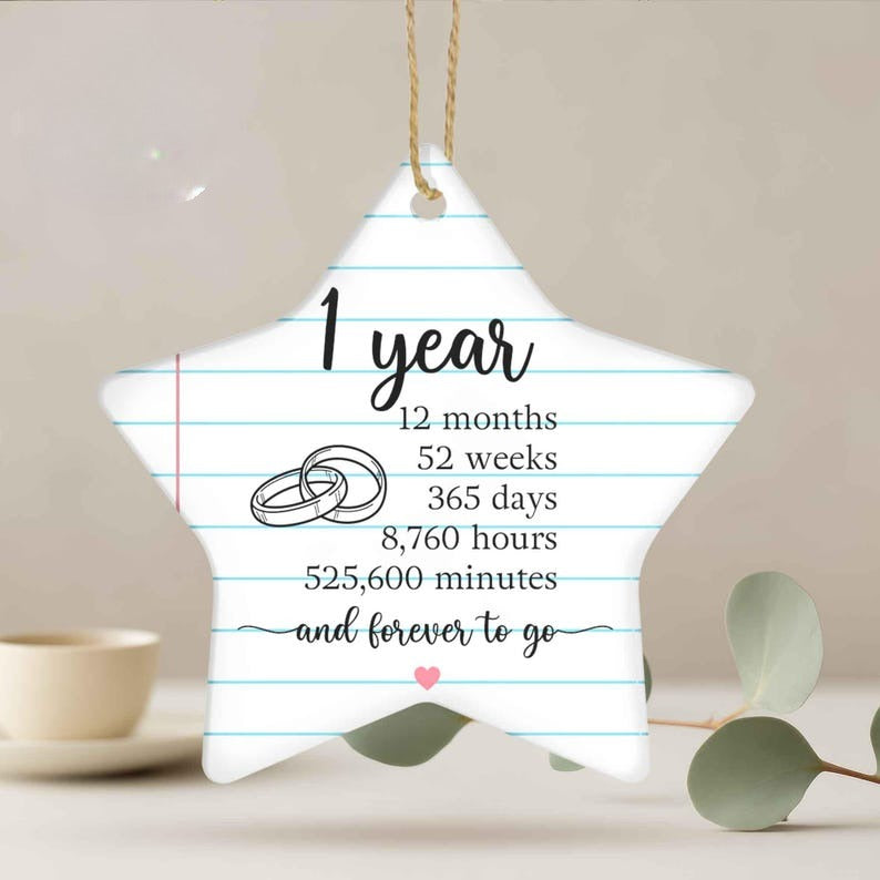 Paper Traditional 1st Wedding Anniversary Gift Ornament, First Anniversary Ornament, 1st Anniversary Gift, Anniversary Gift for Husband Wife