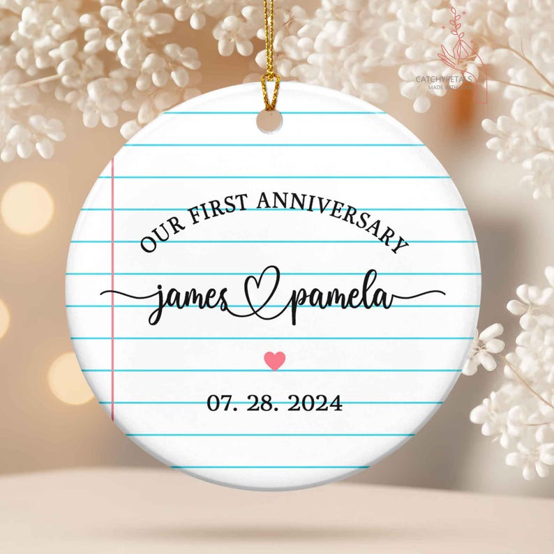 Paper Traditional 1st Wedding Anniversary Gift Ornament, First Anniversary Ornament, 1st Anniversary Gift, Anniversary Gift for Husband Wife