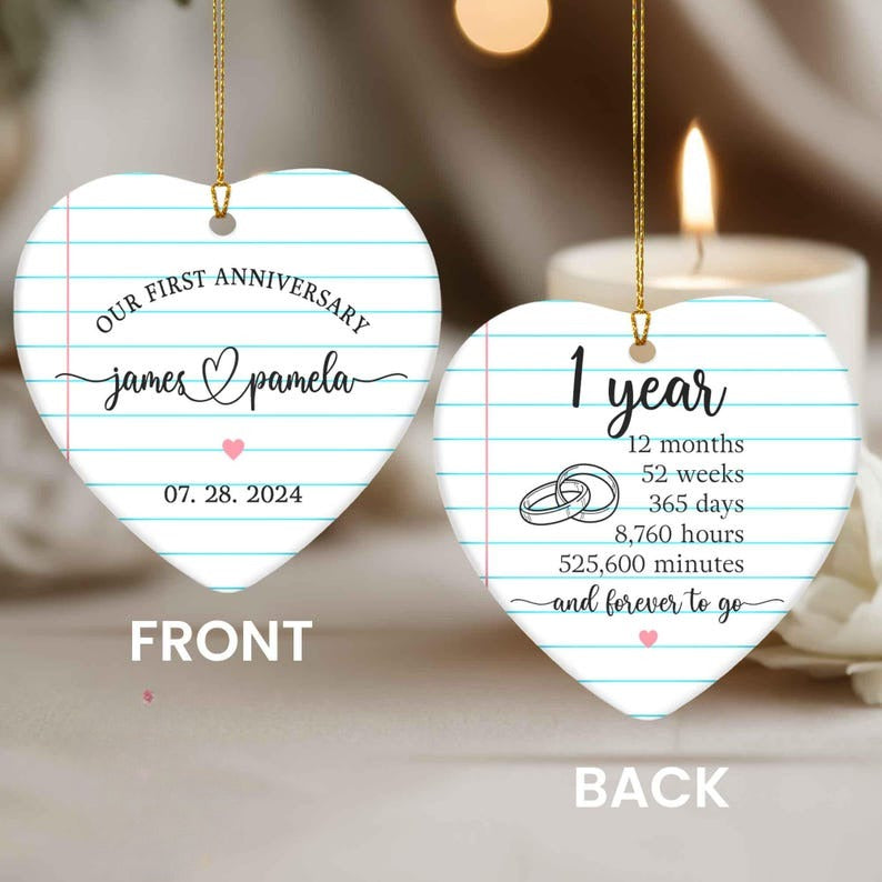 Paper Traditional 1st Wedding Anniversary Gift Ornament, First Anniversary Ornament, 1st Anniversary Gift, Anniversary Gift for Husband Wife