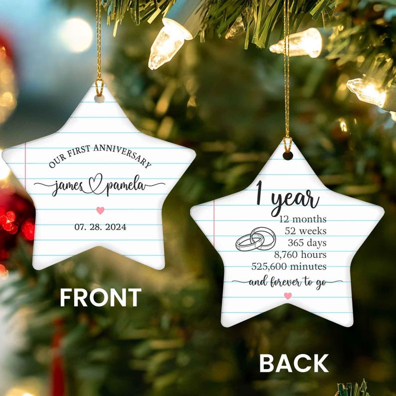 Paper Traditional 1st Wedding Anniversary Gift Ornament, First Anniversary Ornament, 1st Anniversary Gift, Anniversary Gift for Husband Wife
