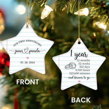 Paper Traditional 1st Wedding Anniversary Gift Ornament, First Anniversary Ornament, 1st Anniversary Gift, Anniversary Gift for Husband Wife