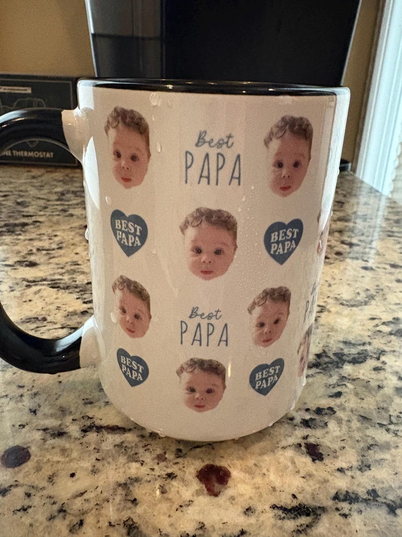 Custom Baby Face Mug, Custom Face Mug, Baby Photo Mug, Your Dogs Face Mug, Custom Photo Mug for Dad, New Grandparents Mug