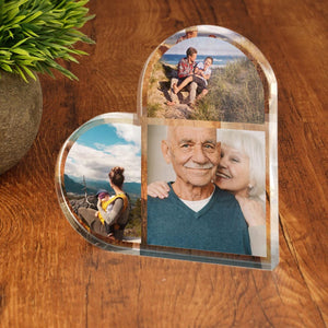 Personalised Heart Photo Print Acrylic Block Plaque Your Images Printed Free Standing Picture Ornament