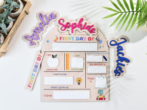 Customized First and Last Day School Sign, Back to School Sign, Kindergarten 1st Day of School Sign, First Day School Wooden School Board