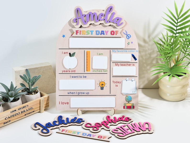 Customized First and Last Day School Sign, Back to School Sign, Kindergarten 1st Day of School Sign, First Day School Wooden School Board