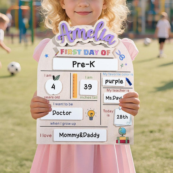 Customized First and Last Day School Sign, Back to School Sign, Kindergarten 1st Day of School Sign, First Day School Wooden School Board