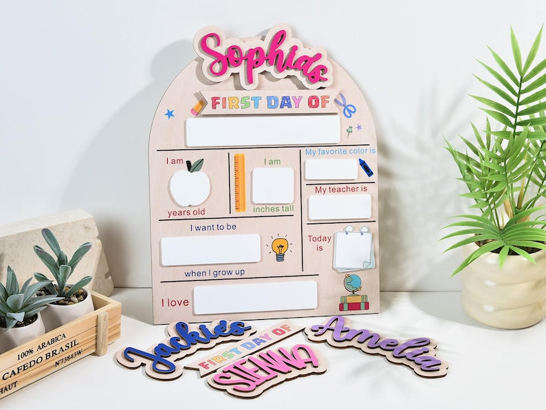 Customized First and Last Day School Sign, Back to School Sign, Kindergarten 1st Day of School Sign, First Day School Wooden School Board
