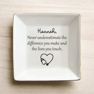 New Nurse Gift Personalized Ring Tray, Graduation RN BSN Nursing Grad Trinket Dish Gifts