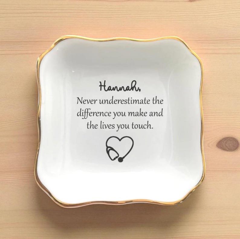New Nurse Gift Personalized Ring Tray, Graduation RN BSN Nursing Grad Trinket Dish Gifts