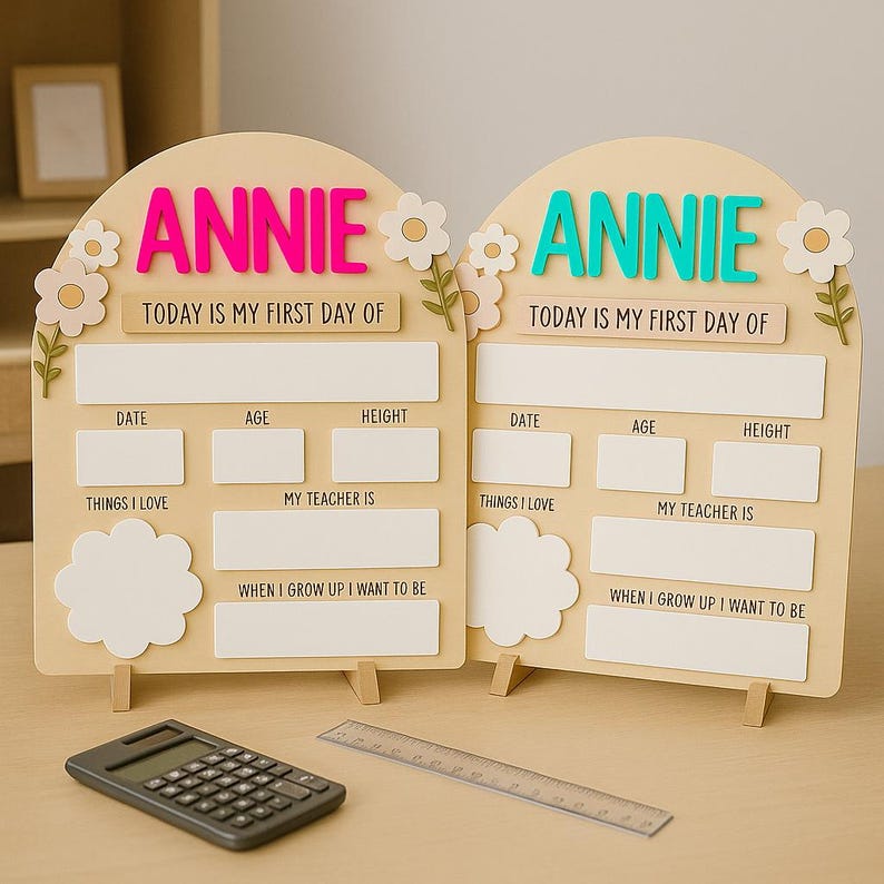 Personalized First Day of School Sign Custom Wooden Name Board for Kid Photo Prop Gift for Girl Customized Preschool Back to School Keepsake