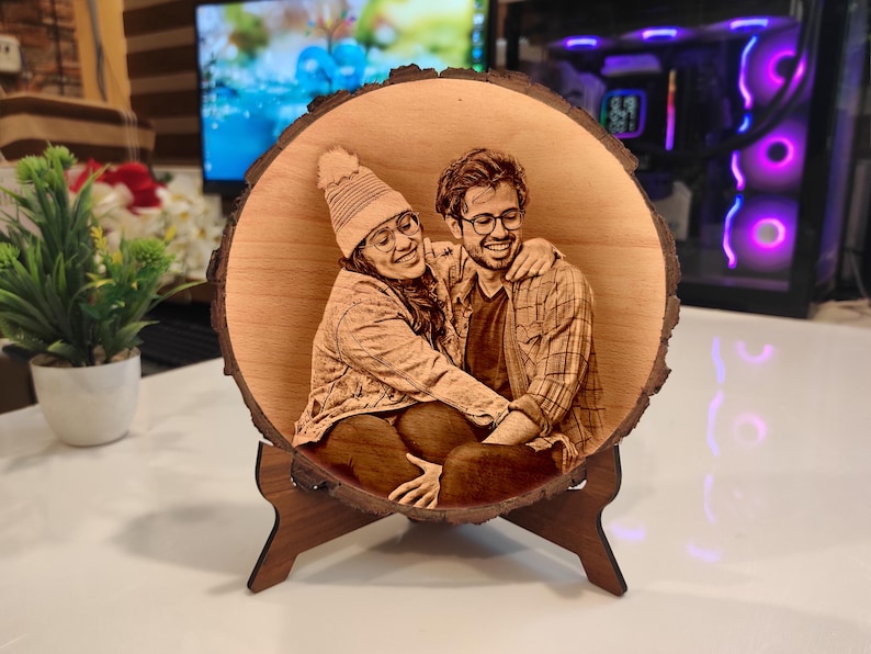 Personalized Photo on Wood | Custom wooden photo Art Large |Burned Wood Picture| Wedding, Anniversary, Valentine s, Couple Gift