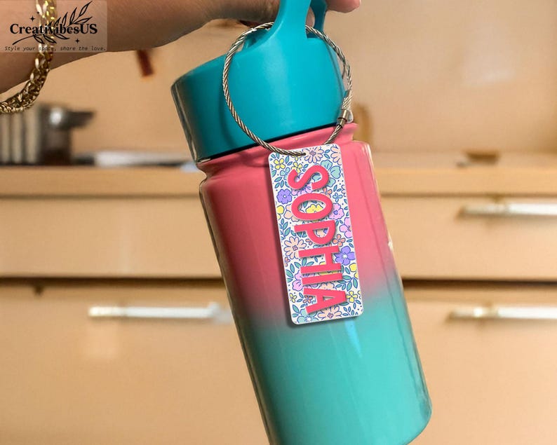Personalized Back To School Kids Girl Gifts, Floral Backpack Name Tag, Cute Backpack Name Keychain For Kids, Diaper Bag Tag, Lunch Box Tag