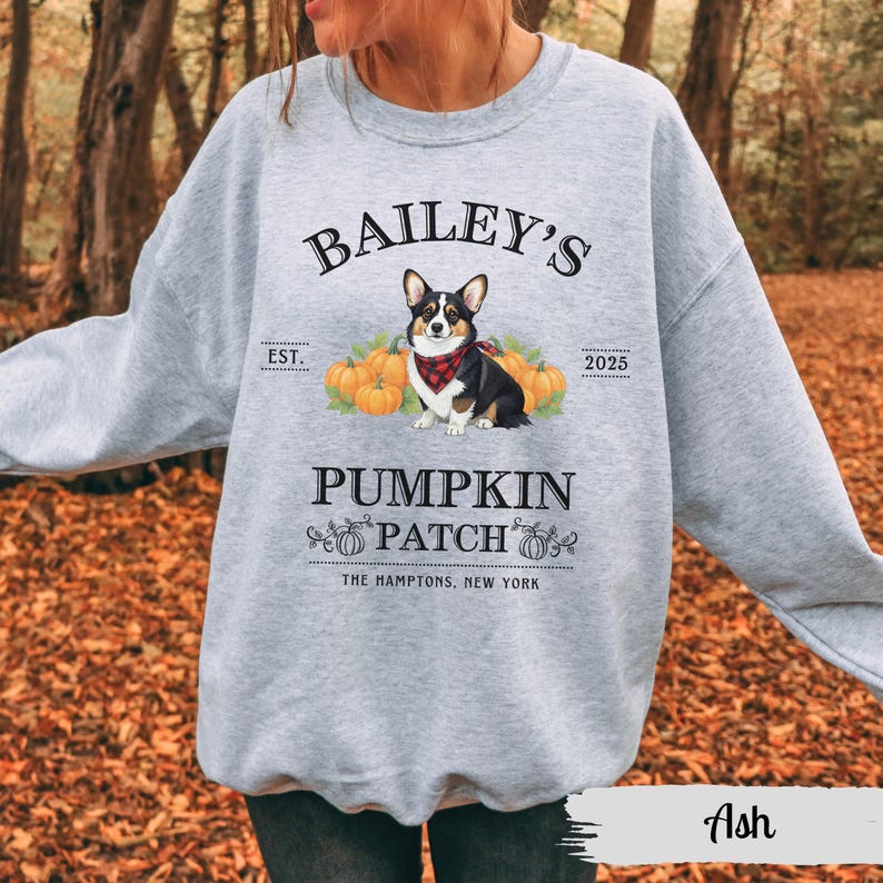 Corgi Halloween Sweatshirt Personalized Corgi Shirt Pumpkin Farm Sweater Dogs Fall Crewneck Corgi Mom Thanksgiving Gift Corgi Dog Lovers