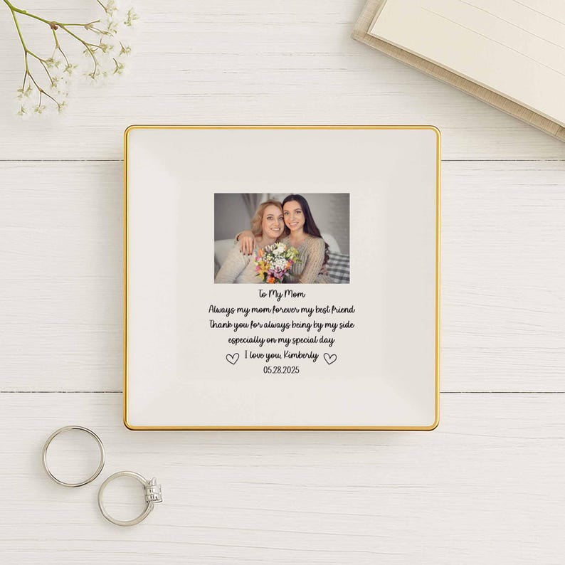 Personalized Mom Photo Ring Dish, Mother Of The Bride Gift, Mom Jewelry Dish, To My Mom Trinket Dish, Mom Wedding Gift, Appreciate Mom Gifts