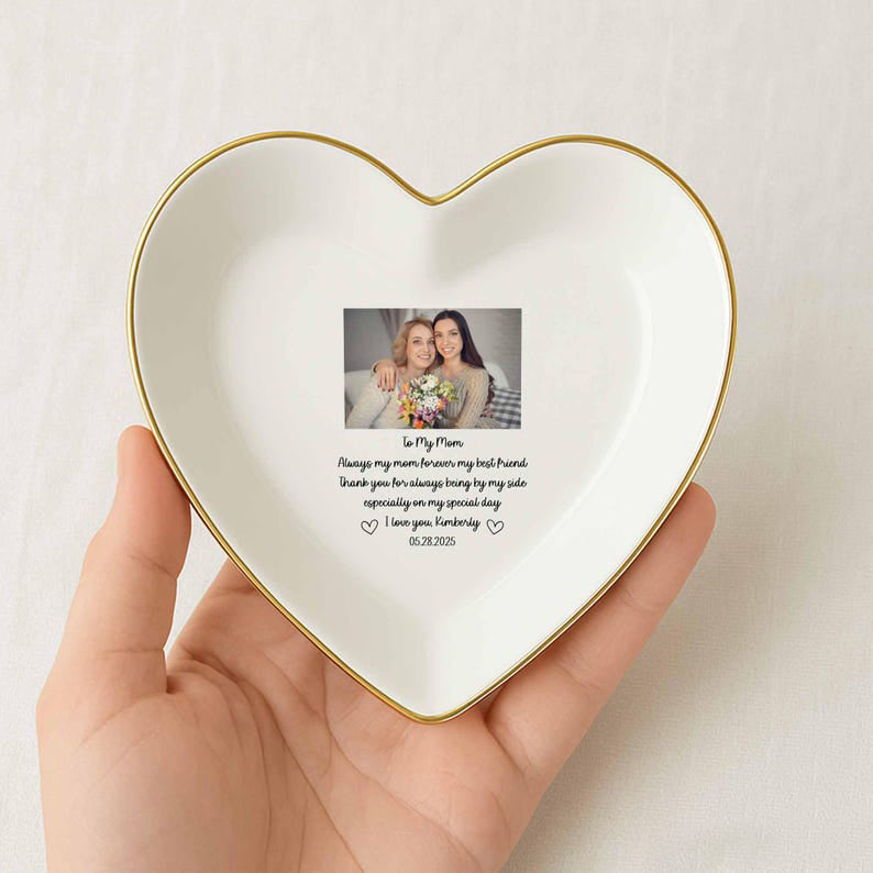 Personalized Mom Photo Ring Dish, Mother Of The Bride Gift, Mom Jewelry Dish, To My Mom Trinket Dish, Mom Wedding Gift, Appreciate Mom Gifts