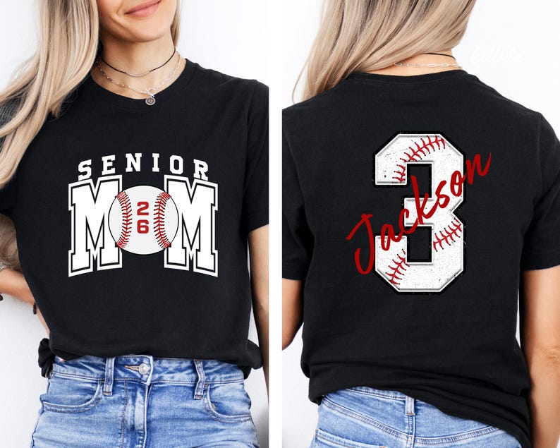 Senior Baseball Mom T-Shirt, Custom Senior Baseball Mom Shirt,Personalized Baseball Gift for Mom, Baseball Mom Gift,Senior Class of 2026 Tee