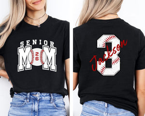Senior Baseball Mom T-Shirt, Custom Senior Baseball Mom Shirt,Personalized Baseball Gift for Mom, Baseball Mom Gift,Senior Class of 2026 Tee