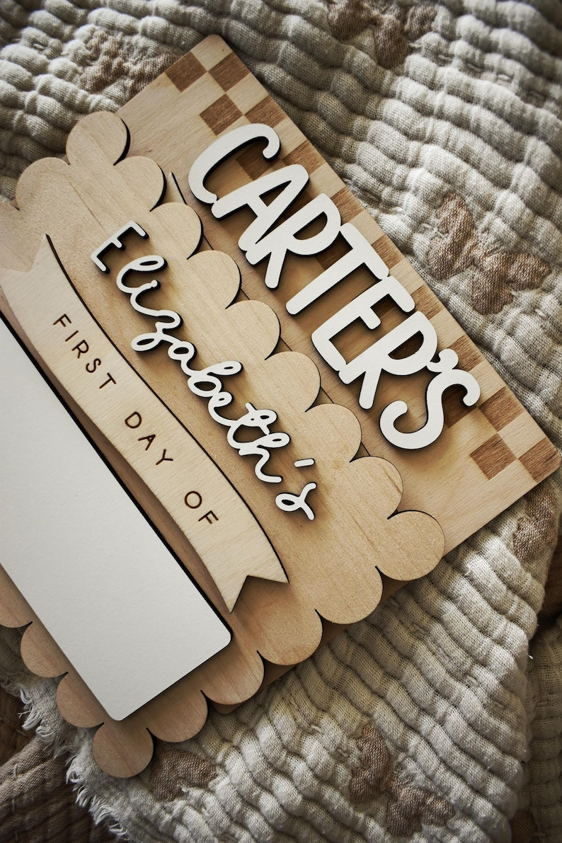 Personalized Back to School Sign | First and Last Day Photo Prop for Girls & Boys | Custom Dry Erase Board with Name Wood Reusable