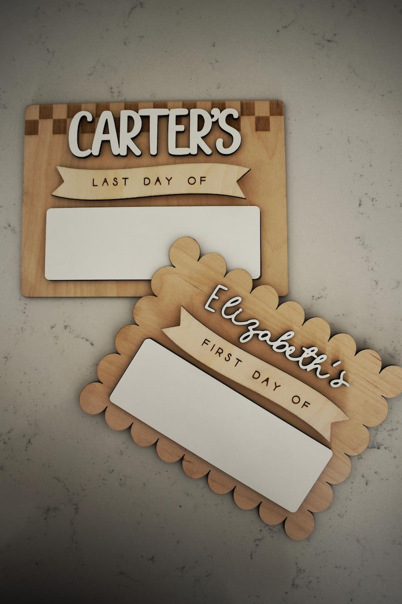 Personalized Back to School Sign | First and Last Day Photo Prop for Girls & Boys | Custom Dry Erase Board with Name Wood Reusable