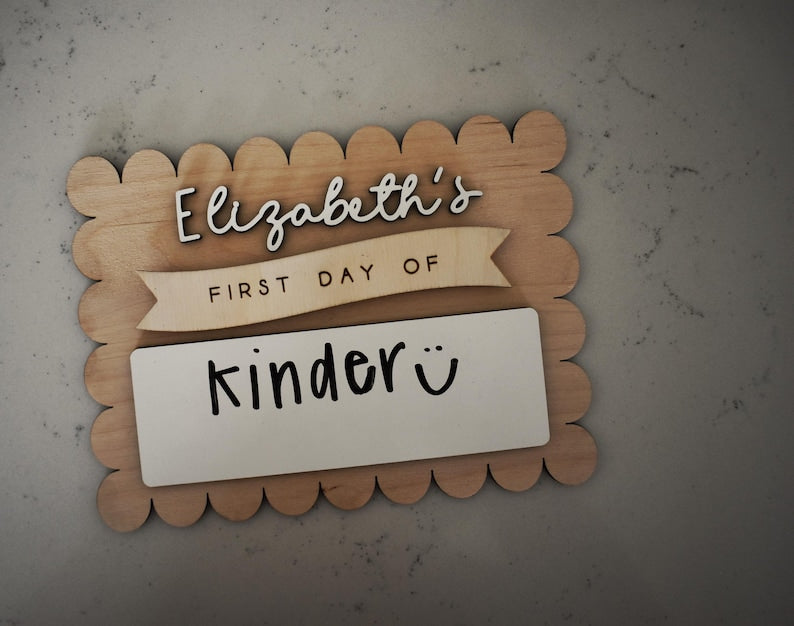 Personalized Back to School Sign | First and Last Day Photo Prop for Girls & Boys | Custom Dry Erase Board with Name Wood Reusable