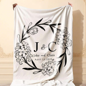 Personalized Throw Couples Blanket,Anniversary Blanket,Wedding Present, Wedding Blanket,Bridal Shower Gift for Newlyweds,Bridal Shower Gift