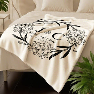 Personalized Throw Couples Blanket,Anniversary Blanket,Wedding Present, Wedding Blanket,Bridal Shower Gift for Newlyweds,Bridal Shower Gift