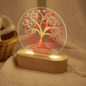 Personalized 40th Wedding Anniversary Led Light, Custom Wedding Anniversary Keepsake, Ruby Wedding Anniversary Night Light, Husband Gift