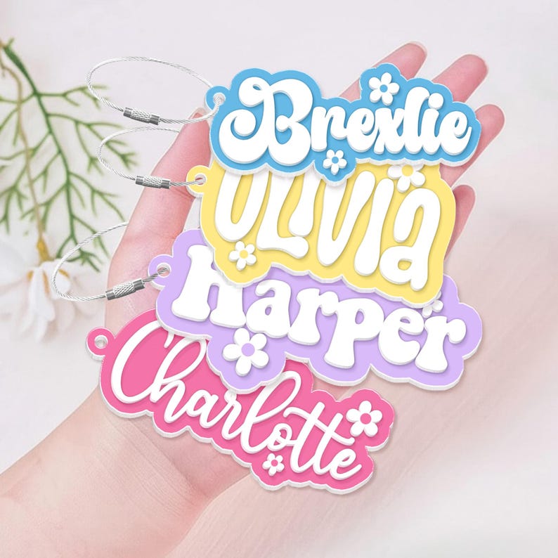 Personalized Back To School Kids Girl Gifts, Backpack Kids Name Tag, Cute Backpack Name Keychain For Kids, Diaper Bag Tag, Lunch Box Tag