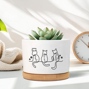 Custom Cat's Name Plant Pot, Personalised Gifts, Unique Cat Lover Present,Gift For Cat Owner,Family Gift, Pet Lover, Line Art Cute Cat/Dog