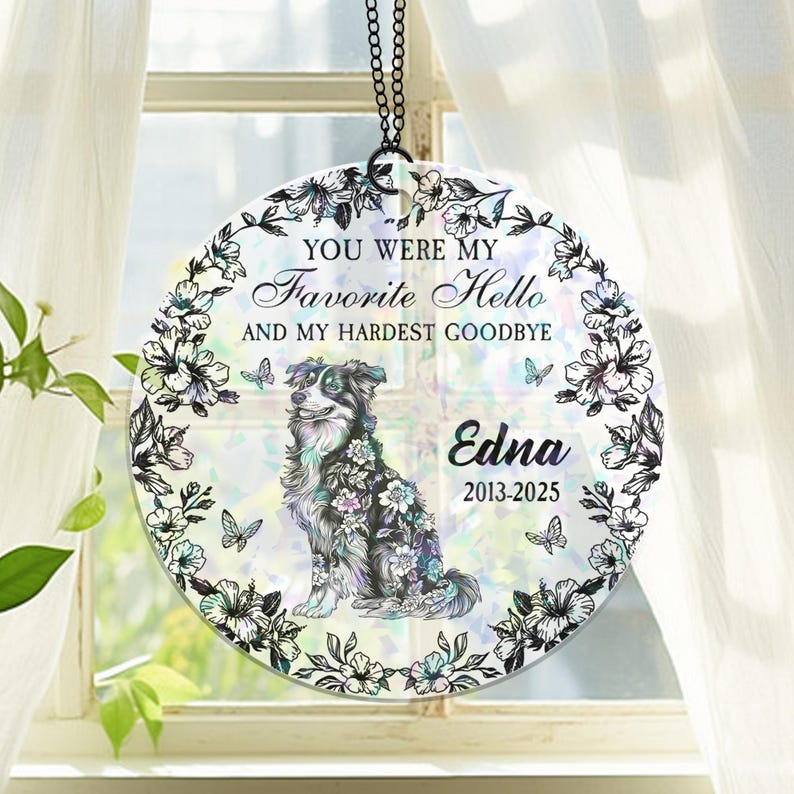 You Left Pawprint On Our Heart - Custom Shape Hologram Ornament, Acrylic Ornament, Dog Lover Ornament, Pet Loss Keepsake, Dog Memorial Gift