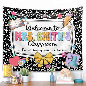 Custom Teacher Classroom Tapestry, Back to School Decor, Gift for Teacher, Welcome To Classroom Banner, Classroom Decor, Teacher Name Banner