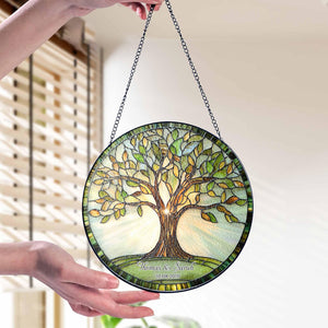 Personalized Tree of Life Glass Suncatcher, Custom Names & Date Wedding Anniversary Gift, Wedding Keepsake for Her, Anniversary Window Decor