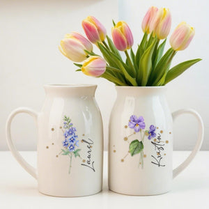 Personalized Birth Flower Vase, Custom Flower Vase with Birth Month, Zodiac Sign Vase, Birthday Gift for Her, Home Decor, Constellation Sign