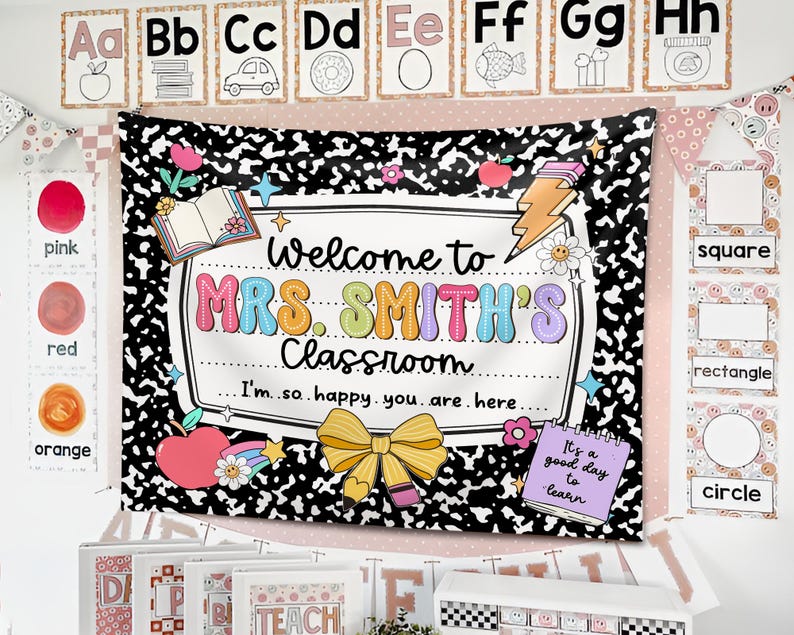 Custom Teacher Classroom Tapestry, Back to School Decor, Gift for Teacher, Welcome To Classroom Banner, Classroom Decor, Teacher Name Banner