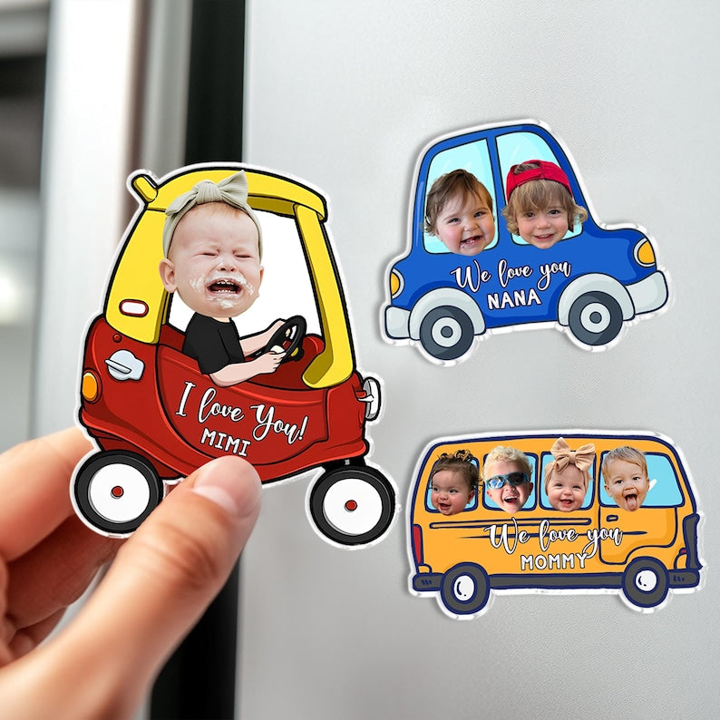 Personalized Kids Photo Fridge Magnet : Custom Grandma/Mom/Grandpa/Dad Gift