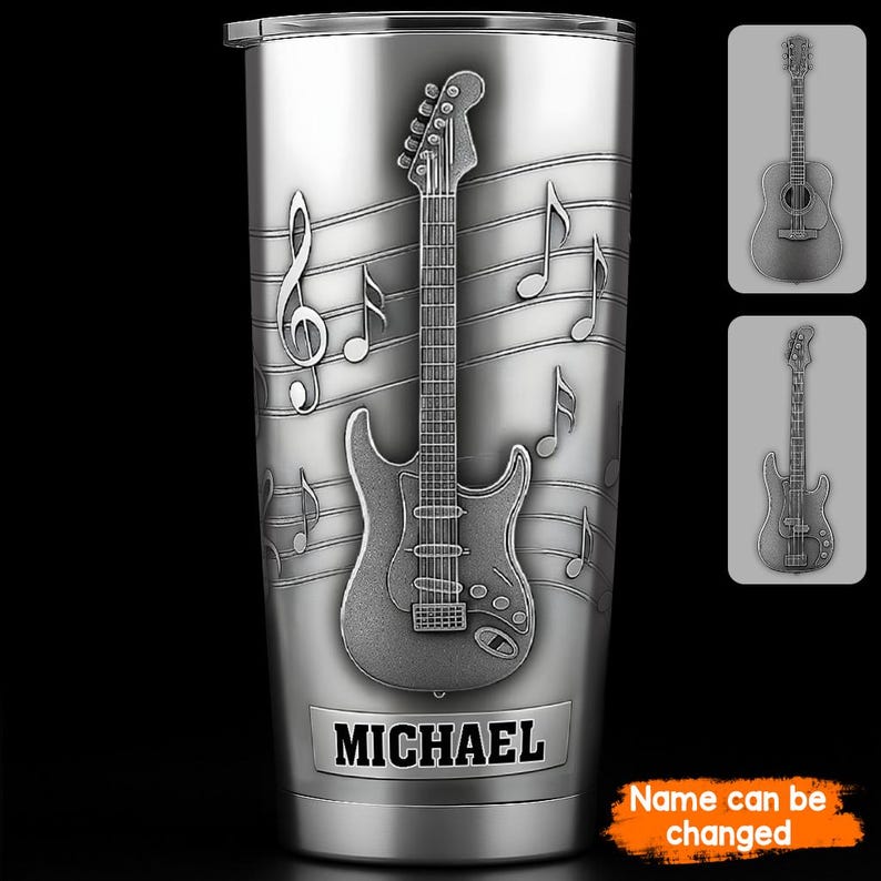Cool Guitar/ Bass - Personalized Guitar Tumbler, Guitar Gift For Him, Guitar Player Gift, Musical Tumbler, Guitar Lover Gift, Custom Tumbler