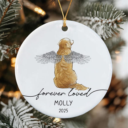 Personalized Dog Christmas Memorial Ornament 2025, Pet Memorial Ornament, Dog With Angel Wings Memorial Ornament, Loss of Dog Ornament